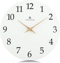 Lafocuse 12 Inch Silent White Wall Clock Battery Operated for Living Room Decor, Simple Minimalist Wooden Wall Clock for Kitchen Bedroom Office-Ruum Studio Home