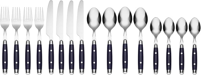 Cambridge Silversmiths, Blue, Jubilee Flatware, Service for 4, 16 Piece Set, Dorm Room Essentials, First Apartment-Ruum Studio Home