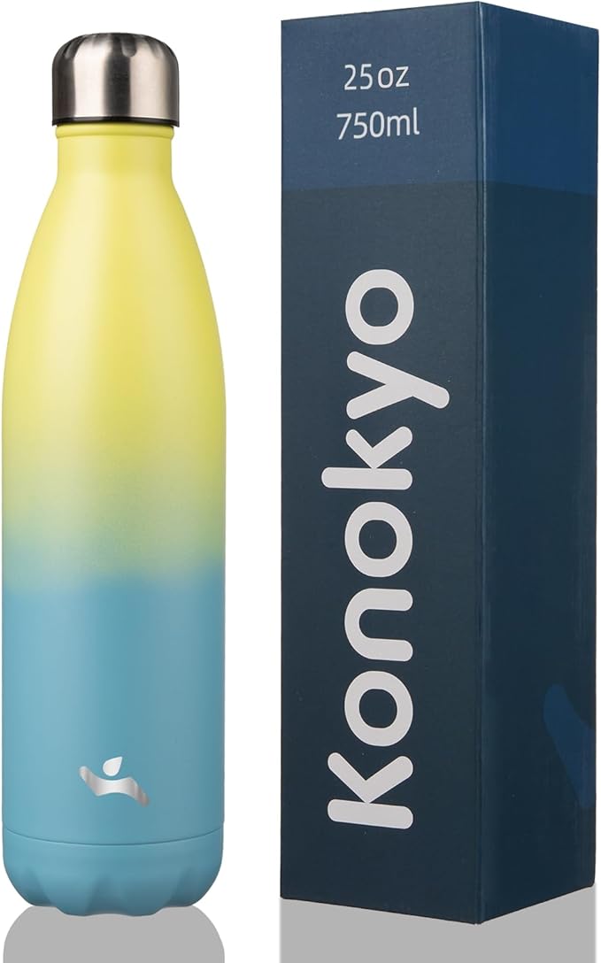 Insulated Water Bottles,25 oz Double Wall Stainless Steel Vacumm Metal Flask for Sports Travel,Sandy Beach-Ruum Studio Home