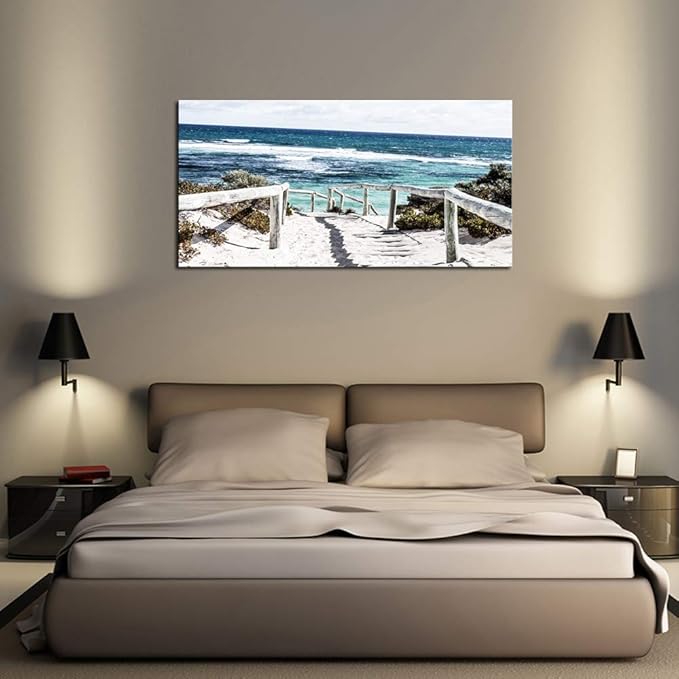 DZL Art S74275 Rottnest Island Beach Seascape Painting Sea Nature Pictures Wall Art Canvas Prints Painting Ready to Hang for Living Room Bedroom Decor Office Wall Decor Home Decoration-Ruum Studio Home