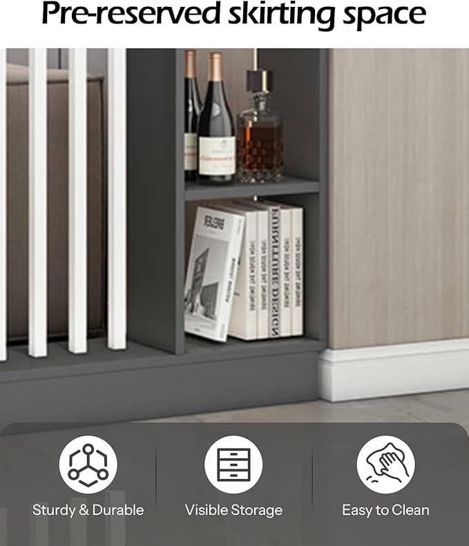 Wall Room Divider, Storage Cabinet Storage Display with Shelves, Modern Freestanding Wood Room Divider Screen, Wall Privacy Screens for Home Decorative (Grey+White,31.5" L x 9.5" W x 79.5" H)-Ruum Studio Home