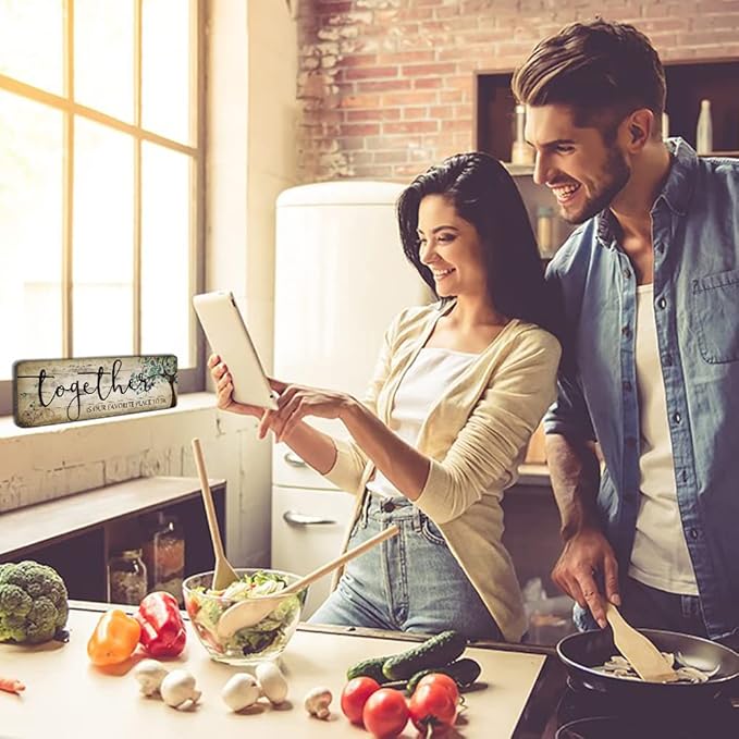 Family Art Decor Inspirational Quotes Wall Hanging Sign - Together is Our Favorite Place to Be - Motivational Home Art Decor Wood Plaque Sign 16"x5"-Ruum Studio Home