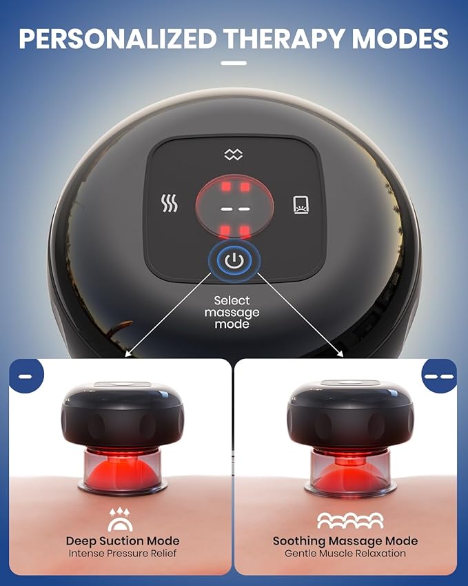 4 Pack 5-in-1 Electric Cupping Kit for Massage Therapy with Red Light Therapy - 24 Levels of Adjustable Suction & Heat, Portable Cupping Therapy Set for Back Pain Relief & Neck Muscle Soreness-Ruum Studio Home