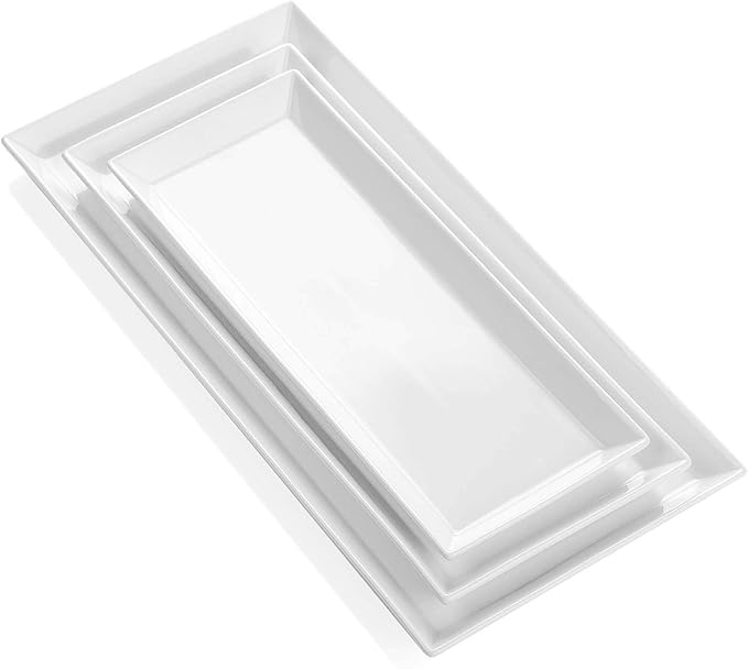 Sweese 2-Pack Porcelain Oval Serving Platters, White High-Grade Durable Professional, White nan 3.0 Count-Ruum Studio Home