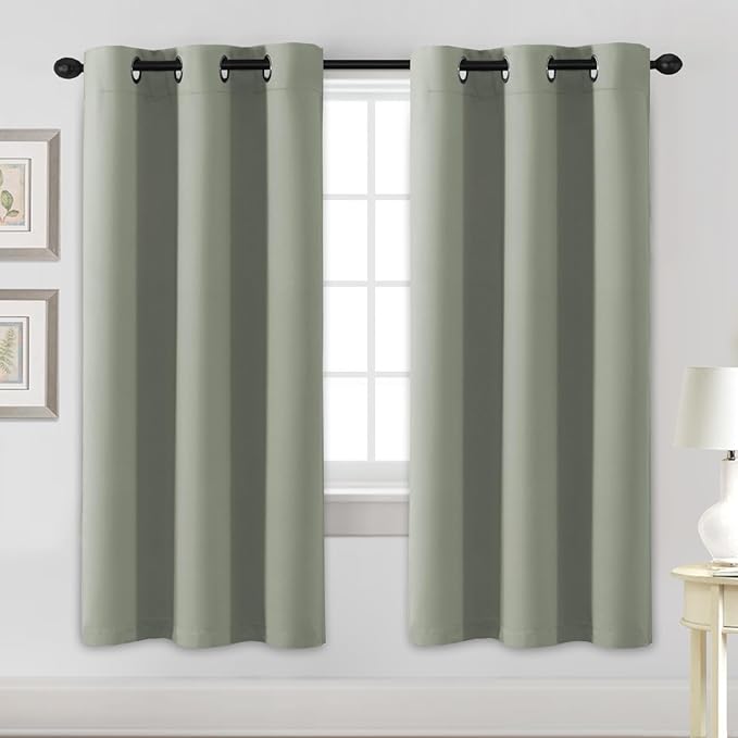 H.VERSAILTEX Blackout Curtains for Bedroom Thermal Insulated Room Darkening Living Room Curtains 72 Inch Long Grommet Privacy Protection Window Curtain Panels/Drapes for Nursery,2 Panels,Light Sage-Ruum Studio Home