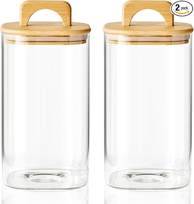 Sweejar 2 qt Glass Food Storage Jars with Airtight Lid, Half Gallon Laundry Pods Container, 64 oz Glass Jars for Laundry Room Organization, 2 Pack-Ruum Studio Home