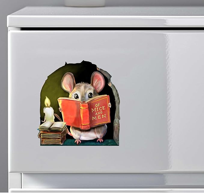 Mouse Reading Book Wall Sticker Decal – Kids Room, Classroom, Home Decor, Bookcase, Book Lover Gift, Children's Bedroom, Nursery, Cute Mouse, MICESTERPIECE-Ruum Studio Home