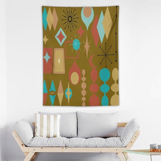 ICMOLYYENLO Boho Medieval Cat Tapestry, Abstract Atomic Starburst Geometric Aesthetic Art Wall Hanging For Bedroom Living Room Dormitory 60x80 Inches-Ruum Studio Home