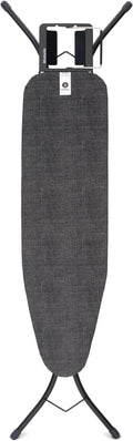 Brabantia Size A Compact Small Ironing Board (43x12 in) 7 Height Options, Adjustable Steam Iron Rest Holder (Denim Black) Non-Slip Feet, Anti-Collapse Child Locks-Ruum Studio Home