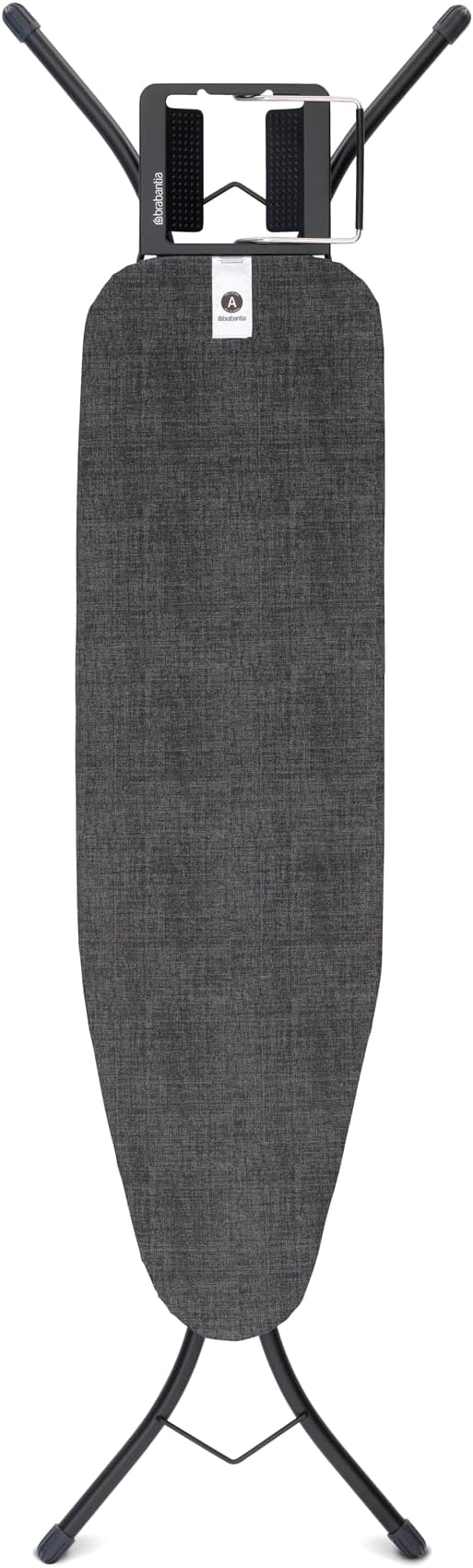 Brabantia Size A Compact Small Ironing Board (43x12 in) 7 Height Options, Adjustable Steam Iron Rest Holder (Denim Black) Non-Slip Feet, Anti-Collapse Child Locks-Ruum Studio Home