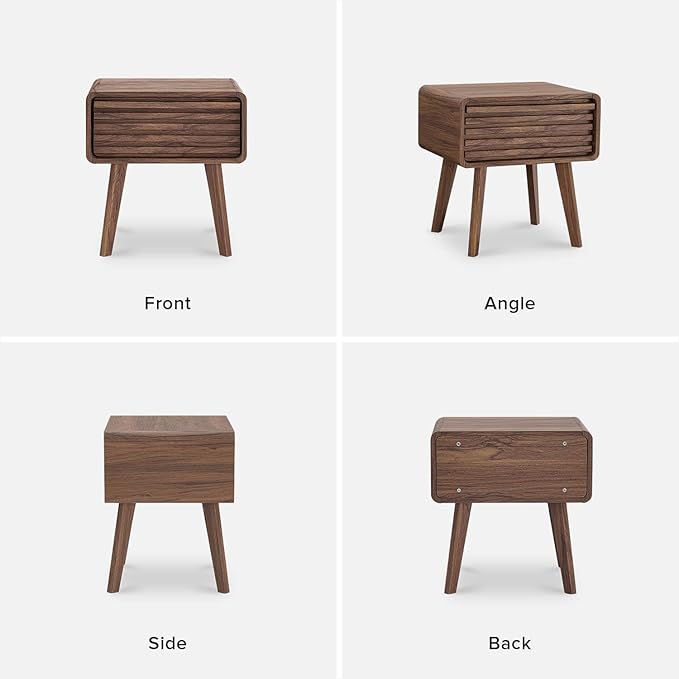 mopio Ensley Nightstand, Side Table, End Table, Mid Century Modern Nightstand with Drawer, Bedside Tables, Small Nightstands with Storage, for Living Room, Bedroom (Single)-Ruum Studio Home