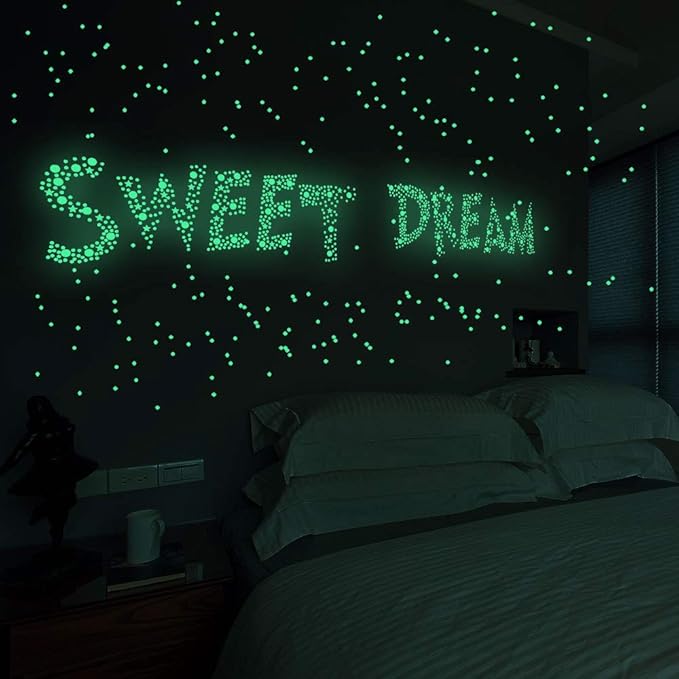 Quanhaigou Realistic 3D Domed Stars Glow in The Dark,615 pcs Dots Stars for Starry Sky, Stickers for Ceiling and Wall Decals, Perfect for Kids Bedding Room Party Birthday Gift(615 pcs)-Ruum Studio Home