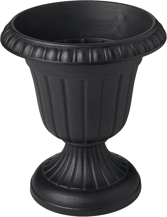 PL00BK Classic Traditional Plastic Urn Planter, Black-Ruum Studio Home
