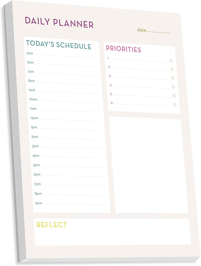 Bliss Collections Daily Planning Pad, To Do List Notebook - Undated Tear-Off Sheets Notepad - Work Calendar, Organizer, Scheduler for Goals, Tasks - Daily Planner (Bright), 8.5" x 11", 50 Sheets-Ruum Studio Home