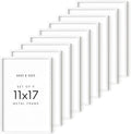 HAUS AND HUES 11x17 White Metal Picture Frames - Features Premium Aluminum, Vertical & Horizontal Hang, Shatterproof Plexiglass - Ideal for Home, Room, Office (11x17 in, White, Set of 9)-Ruum Studio Home
