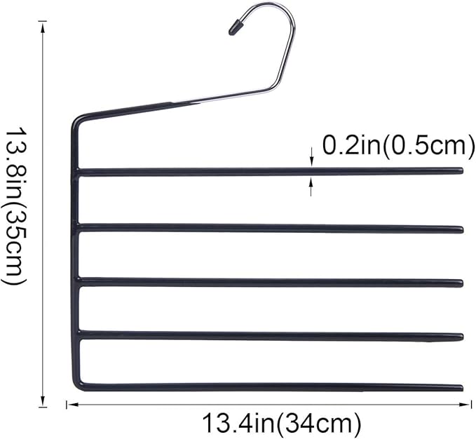 Nature Smile Pants Hangers 3pack, Heavy Duty Multi Layers Space Saving Slack Hangers,Non Slip 5 Tier Open-Ended Pants Hanger Closet Storage Organizer for Garden Flags Trousers Jeans Scarf-Ruum Studio Home
