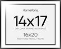 Homeforia Diploma Frame 16x20 Black, High End Metal 16 x 20 Black Certificate Frames with Mat 14 x 17, 20x16 Document Frame Matted to 14x17, Award Graduation Frames, Tempered Glass, Wall Kit, Set of 1-Ruum Studio Home