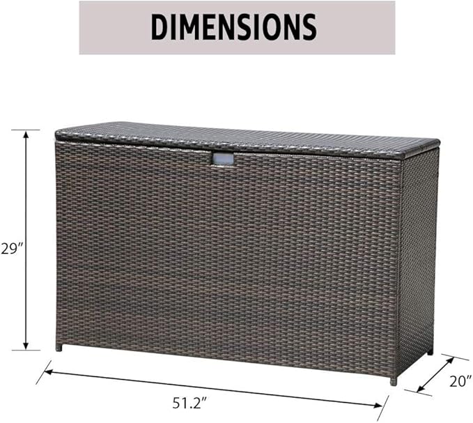 Super Patio Wicker Outdoor Patio Storage Box Waterproof, 120 Gallon Large Deck Box Rattan Storage Bin for Cushions, Garden Tools, Pool, Brown-Ruum Studio Home