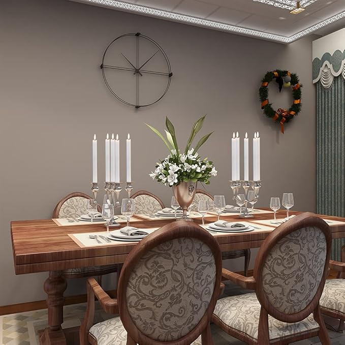 GenSwin Flameless White Taper Candles Flickering with 10-Key Remote, Battery Operated Led Warm 3D Wick Light Window Candles Real Wax Pack of 6, Christmas Home Wedding Decor(0.78 X 9.64 Inch)-Ruum Studio Home