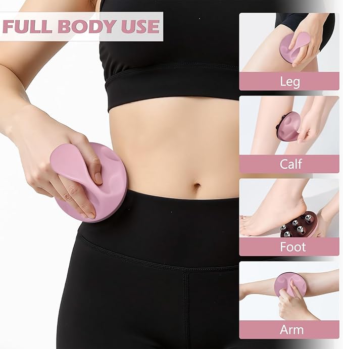 Lymphatic Massage Roller for Cellulite Remover Body Sculpting - Handheld Cellulite Massage Tool for Body Bloat Blood Circulation Lymphatic Drainage Pink-Ruum Studio Home