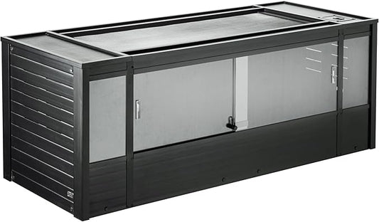 New Age Pet ECOFLEX 60 in Mojave Reptile Lounge in Espresso Black, Durable Wood Plastic Composite Habitat with Vented Side Panels, Removable Sliding Glass Doors, and Mesh Screen Top for Lamp Setup,-Ruum Studio Home