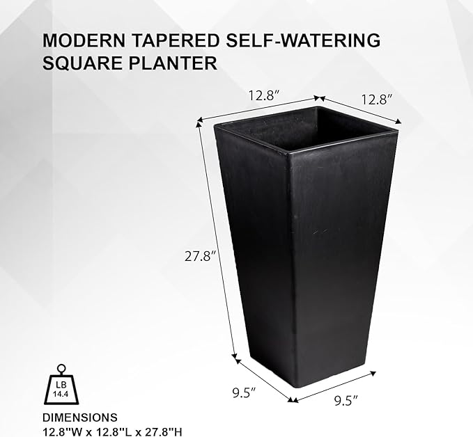 XBrand Modern 28-Inch Square Planter, Modern Tapered Planter Perfect for Indoor & Outdoor, Patio Décor, Set of 2-Ruum Studio Home