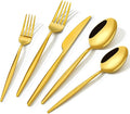 KINGSTONE Silverware Set, 40-Piece Flatware Set Cutlery Set Premium 18/10 Stainless Steel, Tableware Include Forks Knives Spoons for Home Kitchen Restaurant Wedding, Dishwasher Safe, Gold-Ruum Studio Home
