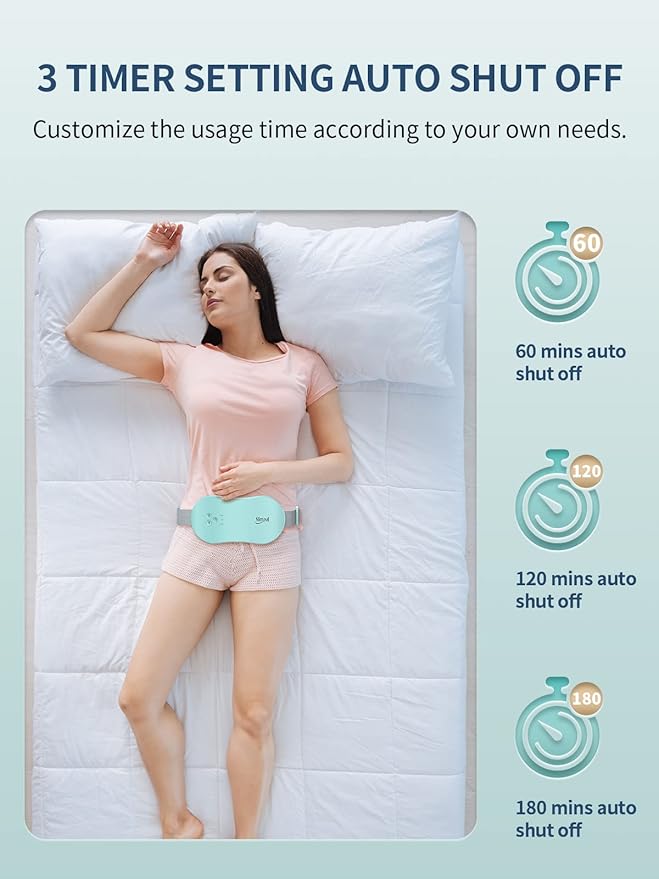 Slimpal Portable Heating Pad for Period Cramps, FSA HSA Eligible, Cordless Heat Pad for Menstrual Cramps Relief, 3 Timer Auto Off Setting, Electric Heating Belt Gifts for Her Women Girl Wife, Aqua-Ruum Studio Home