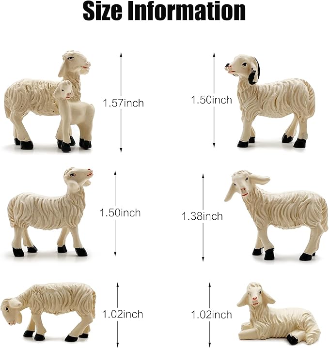 Miniature Garden Figurines Set of 6 Sheep Statues - Outdoor Decor Art for Fall Winter - Patio, Lawn, Yard Decoration - Housewarming Gift (Sheep)-Ruum Studio Home