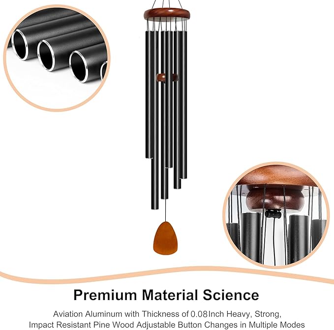 Wind Chimes for Outside Deep Tone, 50 inch Large Wind Chimes, 6 Heavy Duty Tubes Aluminium Metal Extra Large Wind Chime, Decoration for Garden, Patio, Yard, Gift for Mother's Day(Waterdrop)-Ruum Studio Home
