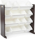 Humble Crew Kids Toy Storage Organizer with 12 Plastic Bins, Espresso/White – Removable Bins for Playroom, Bedroom, Toddler Furniture for Boys and Girls Ages-Ruum Studio Home