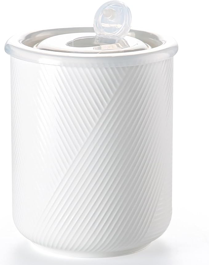 Food Storage Containers with Airtight Lids: Ceramic Canister Sets for Kitchen Countertop - Porcelain Jar for Coffee Tea Flour Sugar Rice Cookies Candy - White (75 oz)-Ruum Studio Home