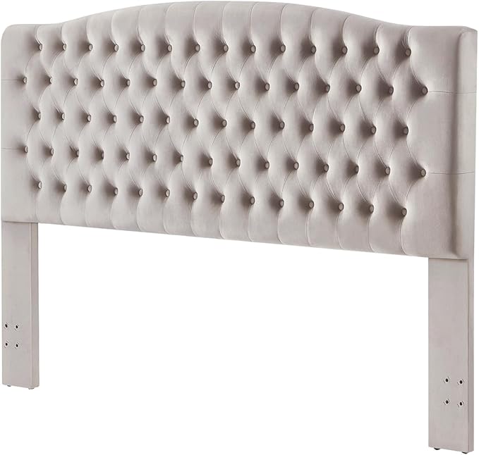 24KF Upholstered Tufted Button Velvet Headboard,Comfortable Fashional Headboard King/CA King Size,Taupe-Ruum Studio Home