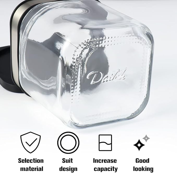 XIUDI Condiment Seal Jar Spice Container with Lids and Spoons，Clear Glass Condiment Canisters Pots Seasoning Box Salt Container Sugar Bowl Set of .Used in Kitchen, Coffee Table,Set of 3-Ruum Studio Home