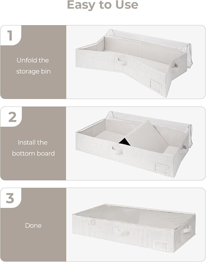 StorageWorks Extra Large Under Bed Storage Containers with Handles and Label Holder, 2 Pack Ultra-thick Fabric Underbed Bins, Closet Organizer for Clothes, Blankets, Sweater-Ruum Studio Home
