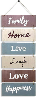 Hanging Wall Decor Sign - Welcome Vertical Wall Art Decorations, Rustic Home Accessories for Living Room, Bedroom, Family, Dining, and Kitchen, Outdoor Signs for House, Live, Laugh, Love Plaques-Ruum Studio Home