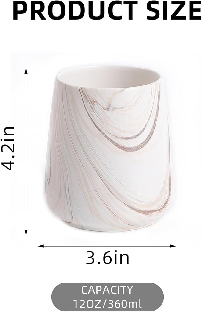 2Pcs Toothbrush Holder for Bathroom - Marble Brown Ceramic Tooth Brushing Holders Set, Toothbrush Cup & Toothpaste Organizer for Bathroom Countertop, Makeup Brush Holder, Pen Holder for Home Storage-Ruum Studio Home