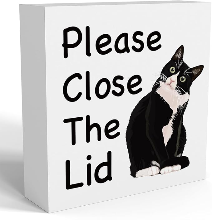 Funny Bathroom Decor, Funny Bathroom Wall Art, Black and White Bathroom Decor, Boho Bathroom Decor, Bathroom Decor for Shelves, Wooden Box Decor Sign for Home Farmhouse Living Room Table Shelf-Ruum Studio Home