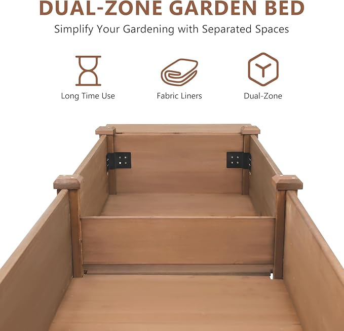 Raised Garden Bed with Legs Outdoor,Elevated Garden Box,Storage Shelf, Protective Liner for Backyard,Patio,Balcony,80x23x30in (Brown)-Ruum Studio Home