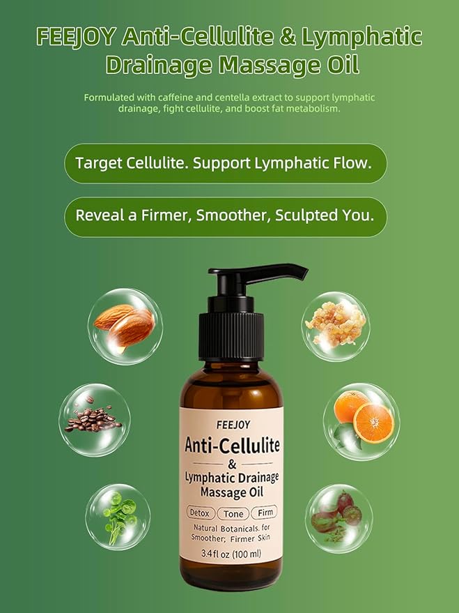 Body Oil & Massage Oil, Body Firming Oil for Cellulite, Lymphatic Drainage, Skin Tightening & Stretch Marks, Massage Oil for Massage Therapy for Leg, Hip, Arm & Belly, Daily or After Shower Use-Ruum Studio Home