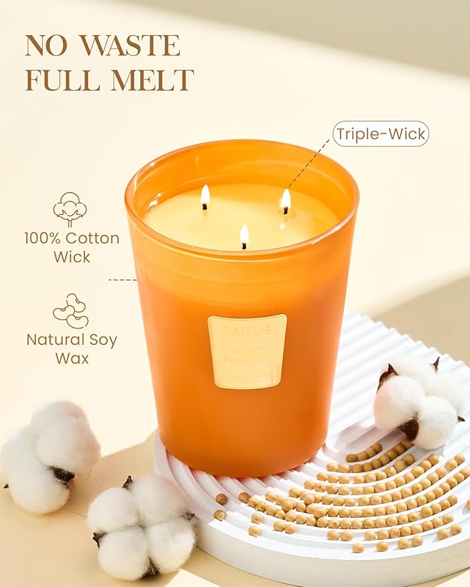 M&SENSE Sunset Mandarin Scented 35oz 150H Burn Time, 3-Wick Natural Aromatherapy Candle Highly Scented Long Lasting, Home Fragrance Housewarming Gifts New Home Gift Ideas-Ruum Studio Home