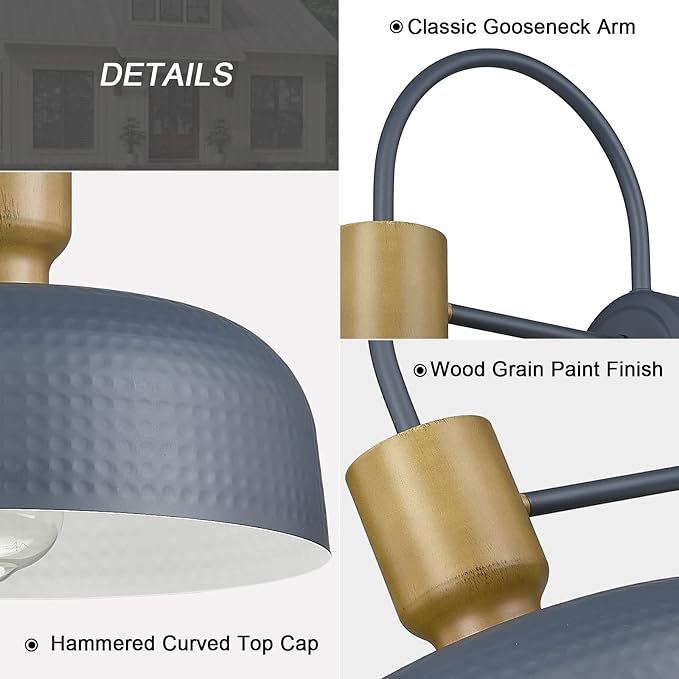 Outdoor Barn Light Gooseneck Barn Light, Farmhouse Exterior Wall Mount Light Vintage Wall Lighting Fixture Industrial Sconce Lantern for Porch, Entryway, Garage, Blue, 1 Pack-Ruum Studio Home