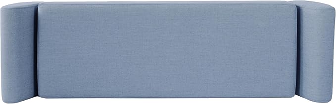 HomePop Modern Storage Bench with Wood Legs |Homepop Home Décor|Bench with Storage for Living Room & Bedroom - French Blue Woven-Ruum Studio Home