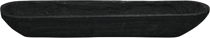 Creative Co-Op Decorative Paulownia Wood Bowl, Black-Ruum Studio Home
