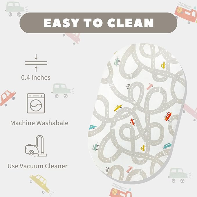 STARUIA Grey Kids Rug for Playroom, 5'x7' Washable Road Rug for Kids Bedroom, Non-Slip Car Rugs for Nursery, Large Traffic Play Mat Utral Soft Baby Carpet for Boys Girls Dorm Toy Room Tent-Ruum Studio Home