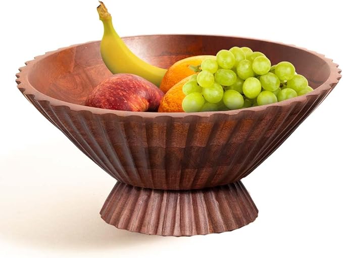Folkulture Wooden Fruit Bowl for Kitchen Island | (11") Countertop or Eco Friendly Decorative Centerpiece Table Decorations | Decorative Bowls, Fruits Tray or Fruit's Holder for Kitchen Counter Decor-Ruum Studio Home