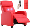 BestMassage | Recliner Chair | with 2 Point Massage Function | Pu Red | with Lumbar Support, Adjustable Push Back, Footrest & Padded Seat | Easy Assembly | for Living Room, Home Theatre-Ruum Studio Home