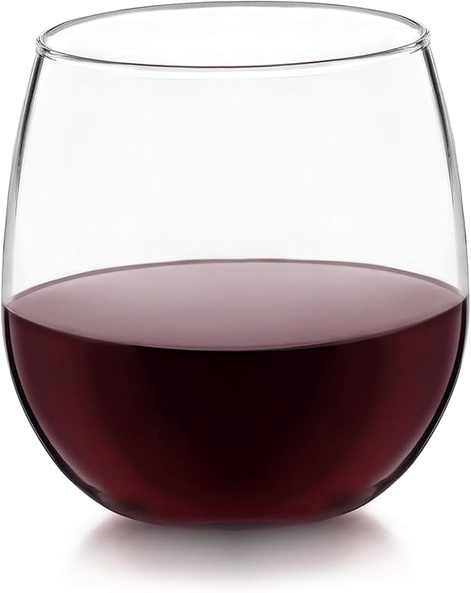 Libbey Stemless 12-Piece Wine Glass Party Set for Red and White Wines-Ruum Studio Home
