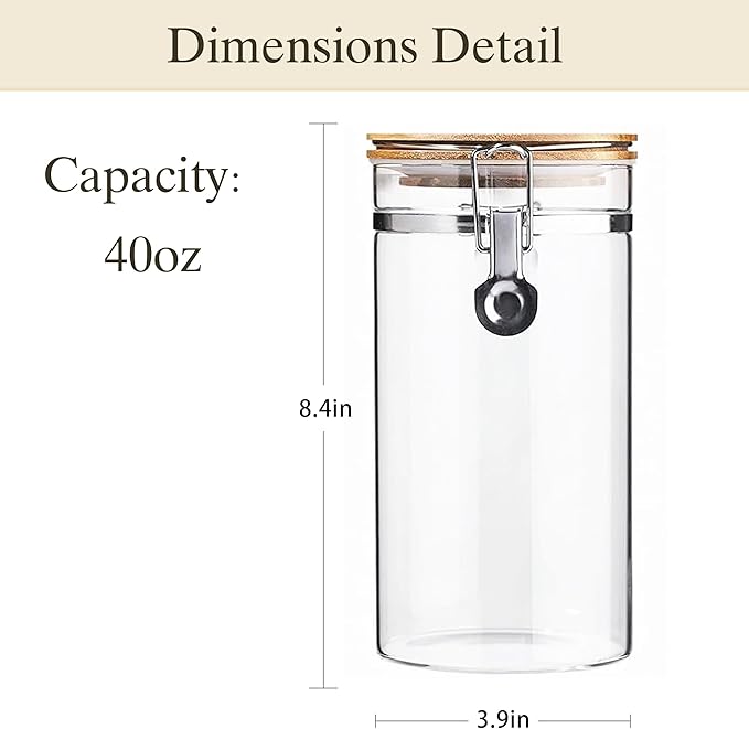 Glass Storage Jars Set Elegant Containers with Airtight Bamboo Lids, Perfect for Kitchen Organization - Flour, Rice, Pasta, Sugar, Coffee Beans, Accessories Included (Coffee Jar x 2)-Ruum Studio Home
