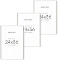 HAUS AND HUES White Poster Frames 24 X 36 Inches - Set of 3 Large Picture 24x36, Frame Sets for Wall Collage 24x36 Wood, Gallery 24x36 (White Oak Frame) 24x36 in-Ruum Studio Home